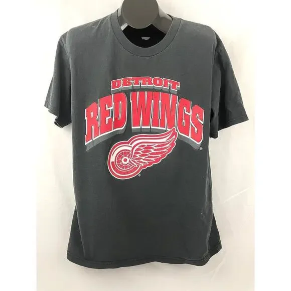 VTG Detroit Red Wings‎ NHL Shirt L 1990's Black Hockey Sports TShirt - Picture 3 of 14